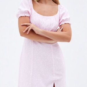 PacSun x Lottie Moss pink floral printed shirred mini dress